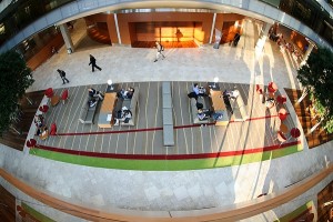 A view of the WID atrium from the fourth floor. 