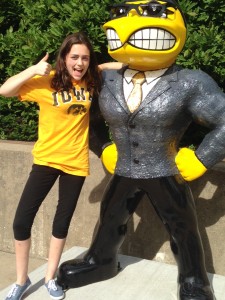 Lily Giroux showing support for the University of Iowa.  Source: Anne Giroux